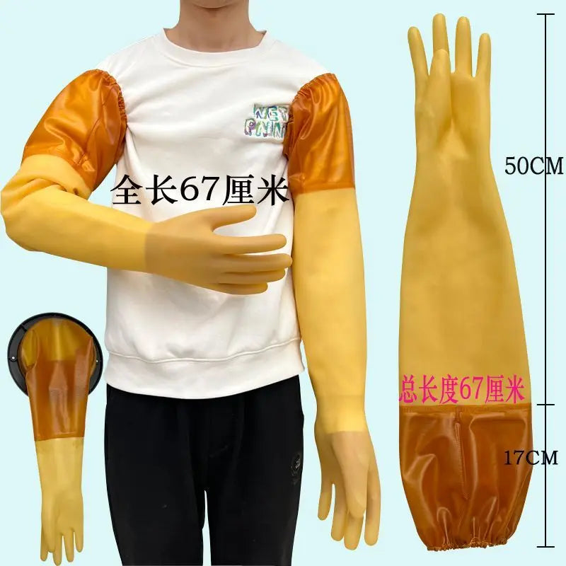 Sandblasting machine hand sleeve thickened wear-resistant rubber latex water and acid and alkali resistant gloves