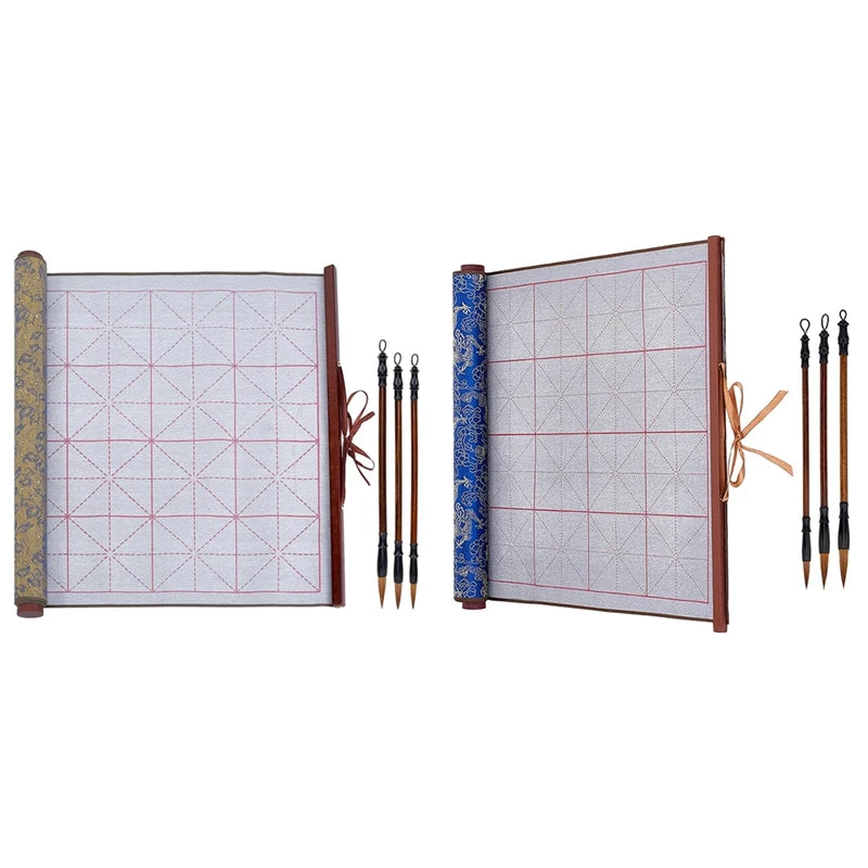NEW-Reusable Water Writing Magic Cloth Inkless Chinese Calligraphy Set Of 3 Traditional Calligraphy Writing Brush Pens