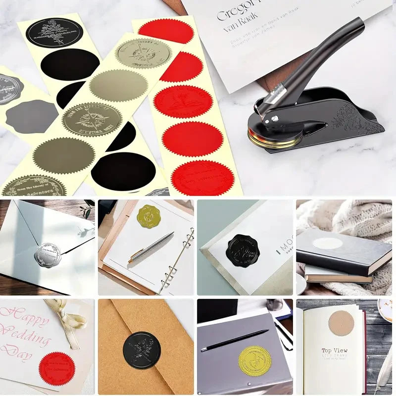 Customized Embosser Stamp Private Logo Customization Library Book Invitation Wedding Embossing Stamp Company Paper Leather Seals