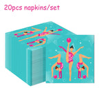 Gymnastics Disposable Tableware Cupcake Holder Plates Napkins TableCloth Banner For Birthday Party Dinnerware Party Supplies