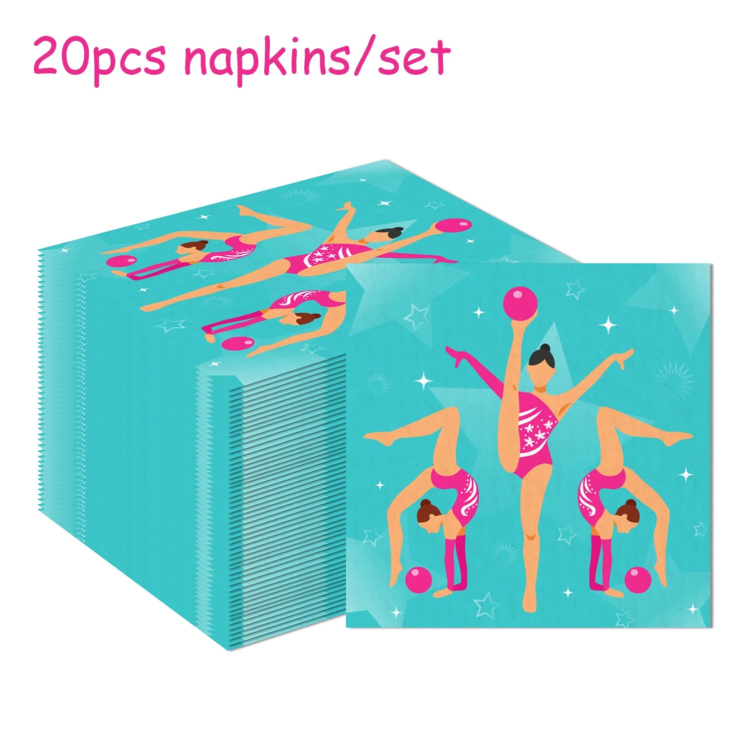 Gymnastics Disposable Tableware Cupcake Holder Plates Napkins TableCloth Banner For Birthday Party Dinnerware Party Supplies