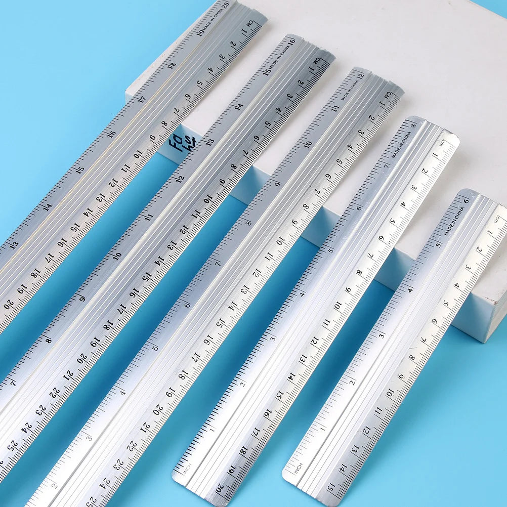10pcs Straight Aluminum Ruler 15Mm 20Mm 30Mm 40Mm 50Mm Multi-Color Metal Ruler Set For Students Stationery Geometry Tools