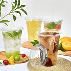 Clear Plastic Beverage Cups with Lids Disposable Cold Drink Containers for Milk Tea Juice Iced Coffee Ice Cream Dessert Party