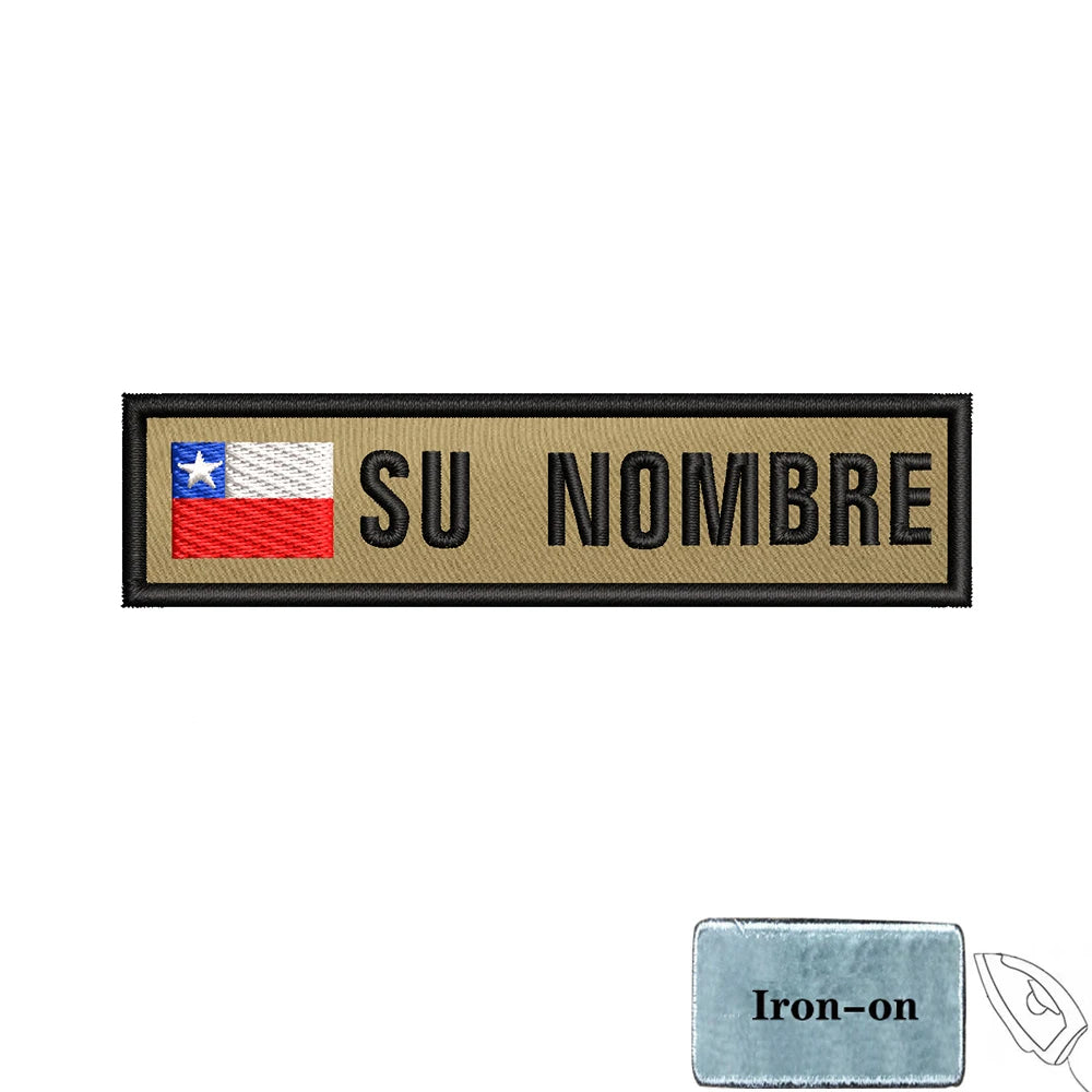 1PC 10cmX2.5cm Custom Name Flag Patch Badge Khaki Iron On Or Hook Loop Netherlands Russia Lithuania France Italy Spain Israel