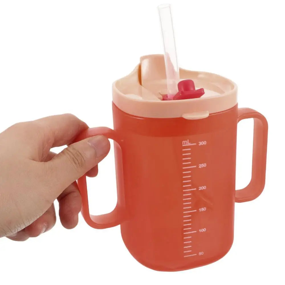 Adult Sippy Cup with Lid and Straw Plastic Mug Drinking Cup Disabled Elderly Spill Proof Dysphagia Cup Parkinsons Aids Living