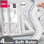Deli Transparen Soft Ruler Set 4 in 1 Plastic Rulers for Student Drawing Mathematical Geometry School Stationery Curve Ruler