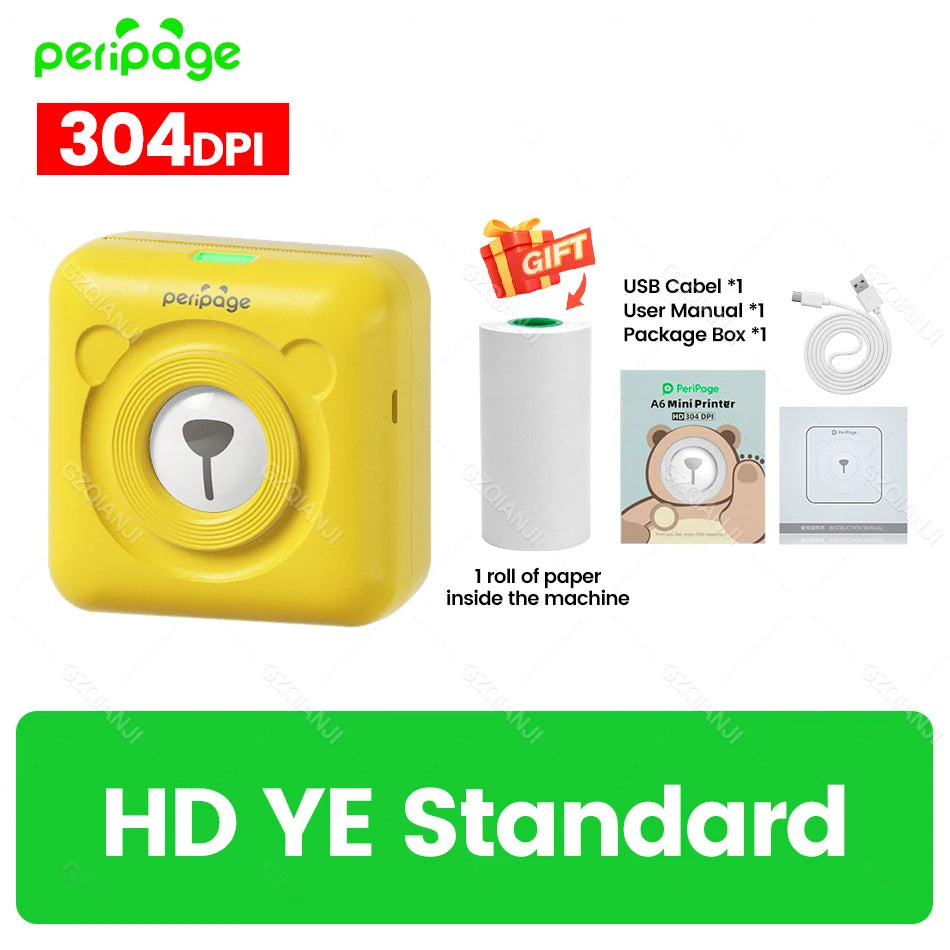 9 Colors Peripage A6 304DPI Mini Photo Printer Notes Sticker Label Printing Machine Bluetooth Portable Wireless Printer Marker