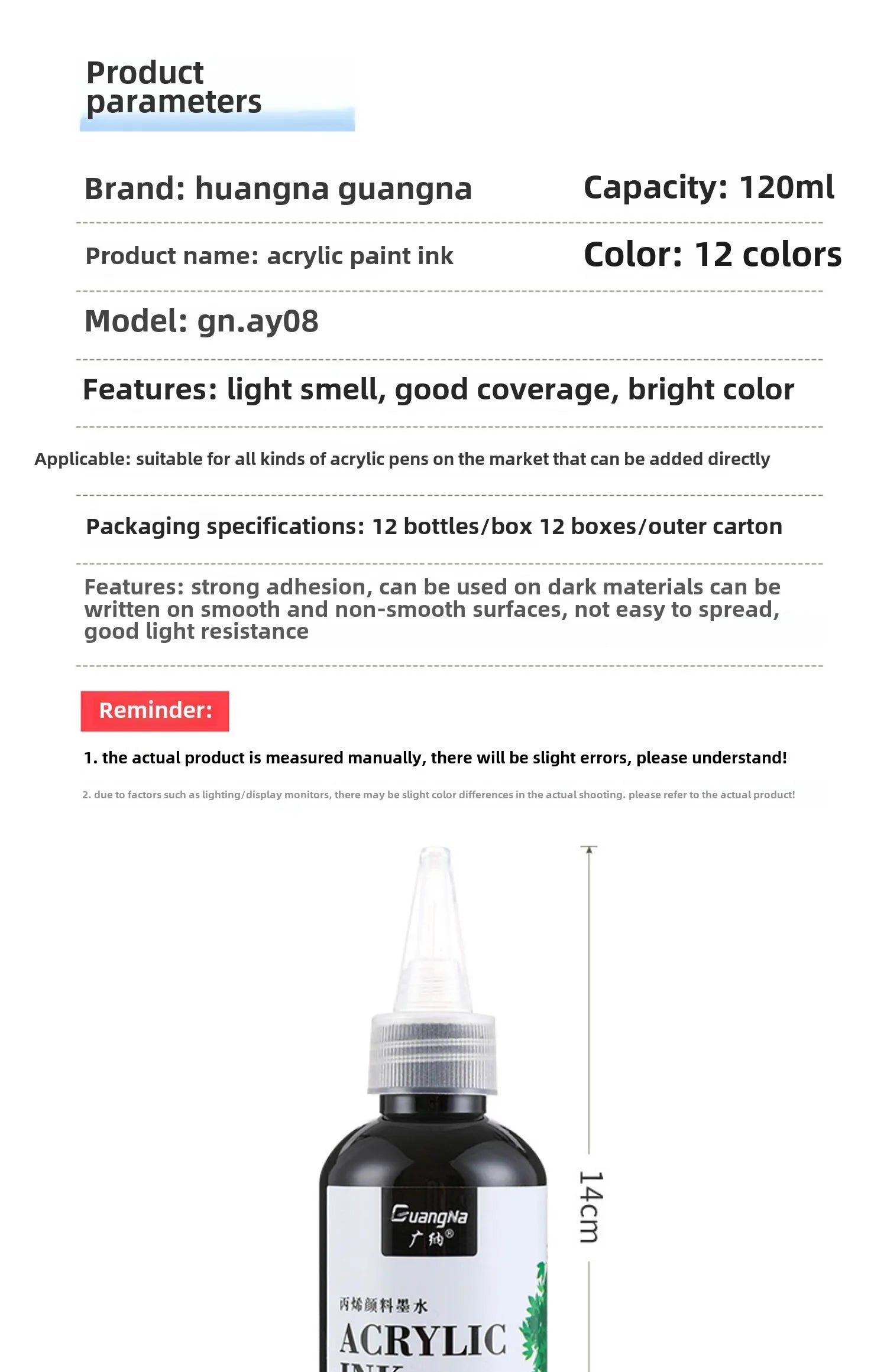 Premium Quality Water-based Ink Refill for Acrylic Paint Pen and DIY Crafts - Ideal Ink Supplement for Artists and Hobbyists