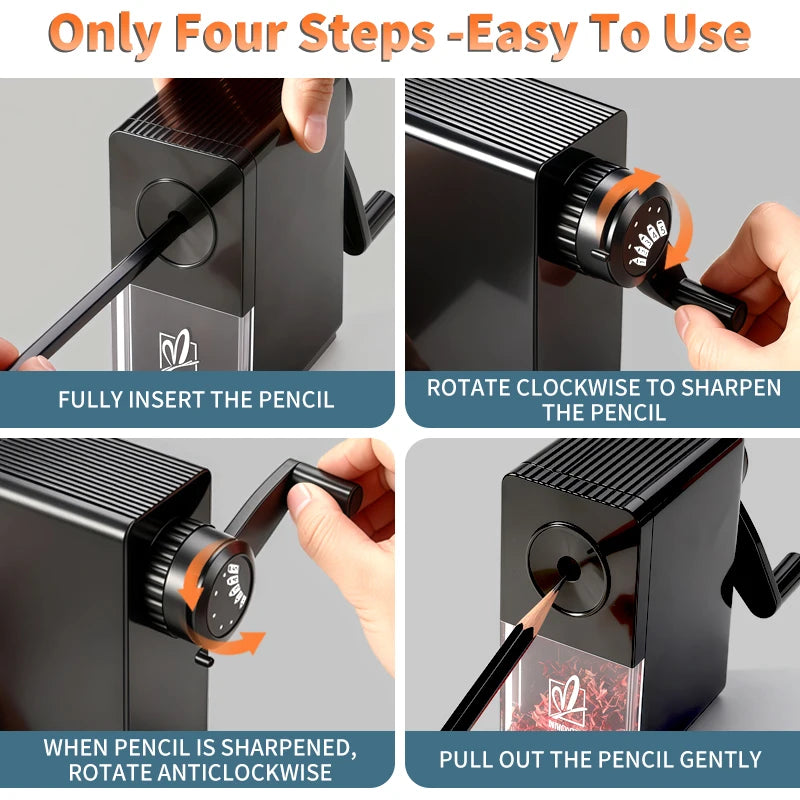 Black Pencil Sharpener Manual for Kids,Professional Adjustable Nibs,for Classroom,Home Use,Sketching Tools as Gift for Artists