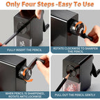 Black Pencil Sharpener Manual for Kids,Professional Adjustable Nibs,for Classroom,Home Use,Sketching Tools as Gift for Artists