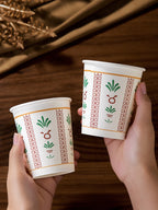 25/50/100Pcs Middle Eastern Style Printed Paper Cups, Disposable Paper Cups, Tulip Printed Paper Cups, Coffee Cups, Tea Cups,
