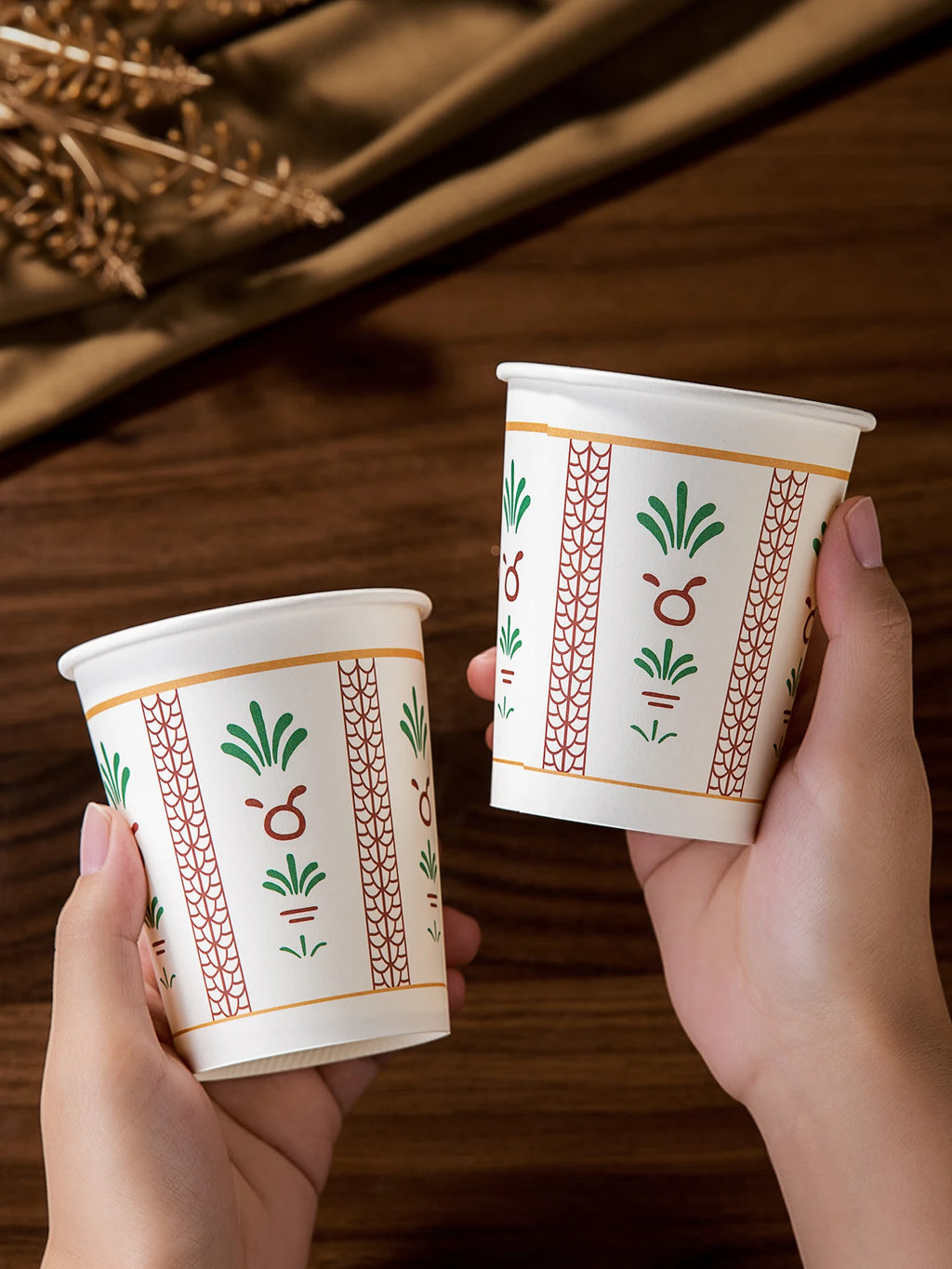 25/50/100Pcs Middle Eastern Style Printed Paper Cups, Disposable Paper Cups, Tulip Printed Paper Cups, Coffee Cups, Tea Cups,