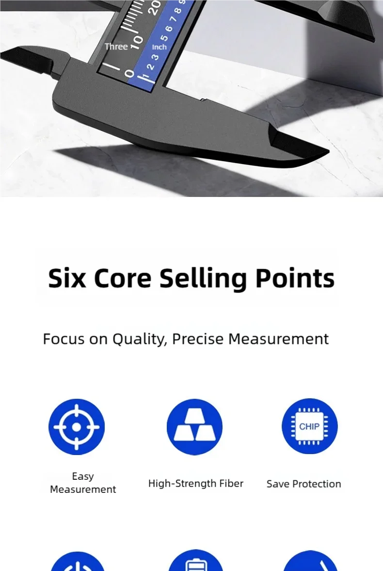 TINSOL 150mm High Precision Digital Caliper Carbon Fiber Reinforced Electronic Vernier Caliper LCD Display Auto Off for Jewelry