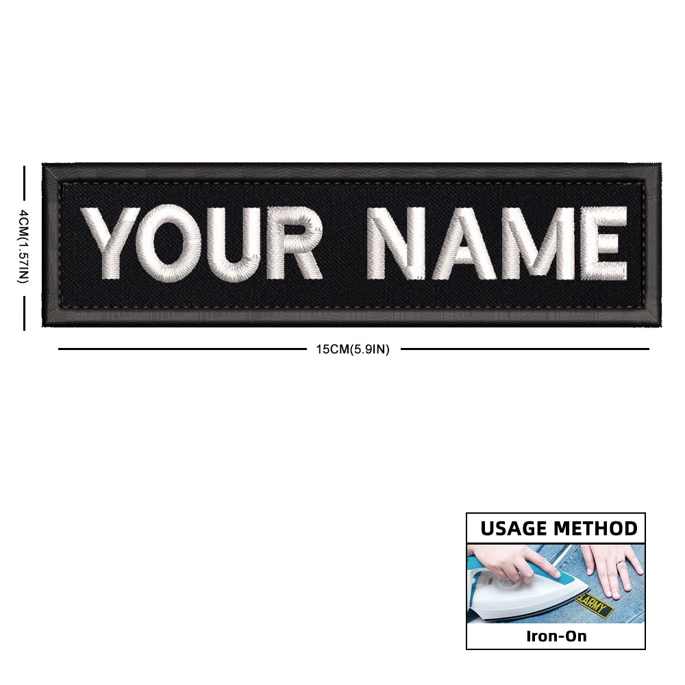 Rectangular Personalized Name Patch Stripes Badge tags Different Sizes Iron On Or Hook Loop Embroidered Military Name Patches