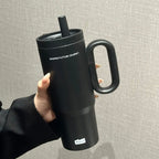 720ML Stainless Steel Thermos Cup with Straw & Handle Ice Coffee Drink Vacuum Insulated Cup Car Travel Outdoor Water Bottle