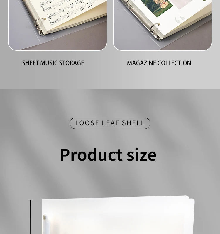 3Pcs Frosted Transparent A4 Loose Leaf Binder 3 Hole Punchless Snap Button File Folder Office School Document Storage Organizer