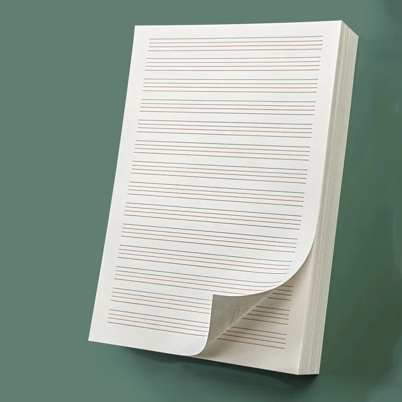 English Practice Book, Thin Four Line Grid English Exercise Book, 50 Sheets, Thickened Draft Paper