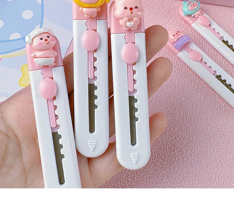 1pc Mini Portable Art Knife Students Use Envelope Opener Cute Cartoon Paper Cutter Office Stationery Express Unpacking Device