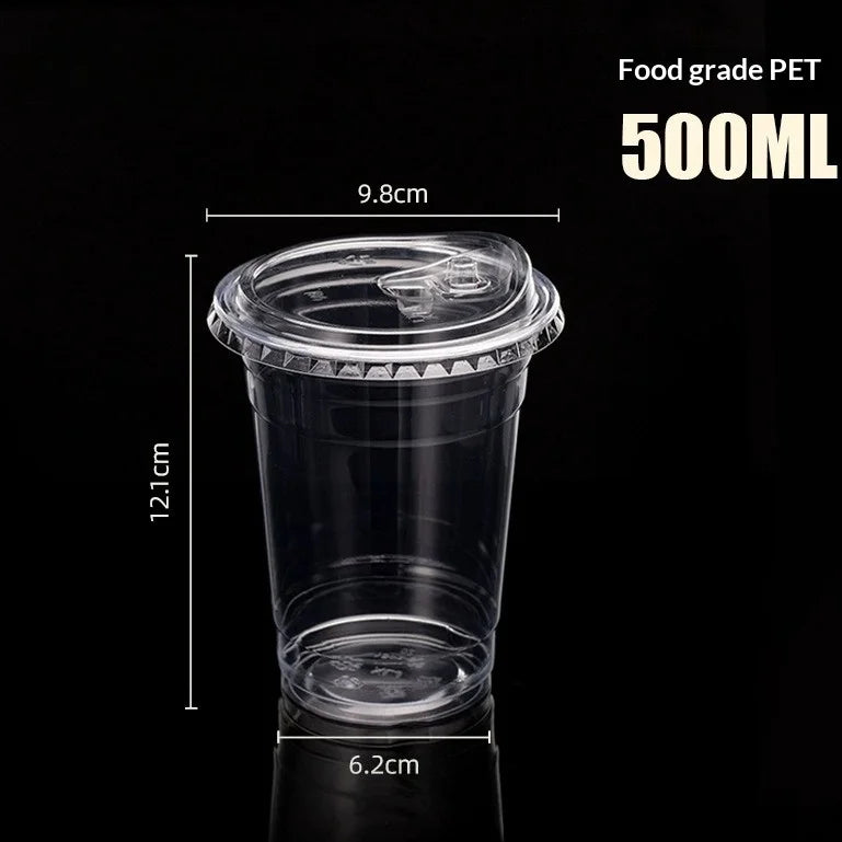 10/20/50pcs Transparent Disposable Coffee Cup Without Straw Suitable for Smoothies and Cold Drinks