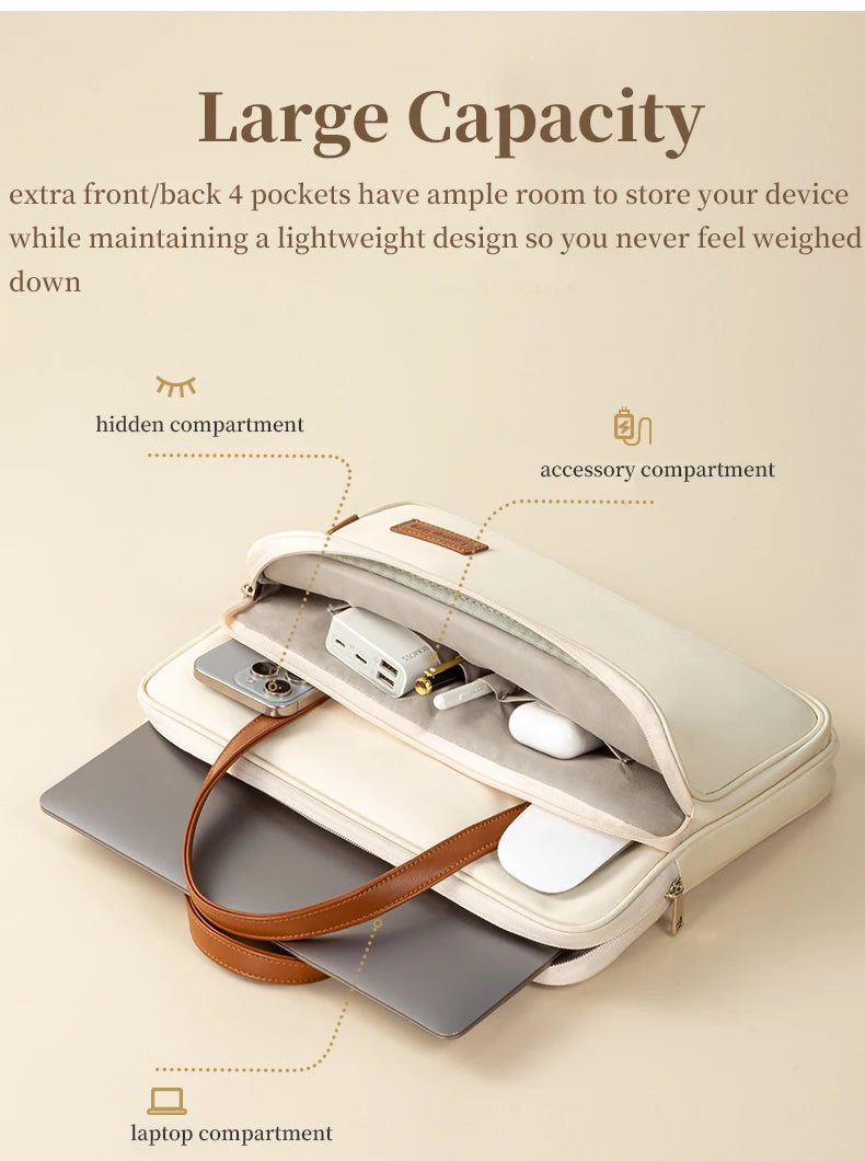 Laptop Bag Women Slim Briefcase Notebook Carring Case for MacBook Air 13 Pro 14 M4 Huawei Matebook Lenovo Acer Xiaomi 15.6 inch