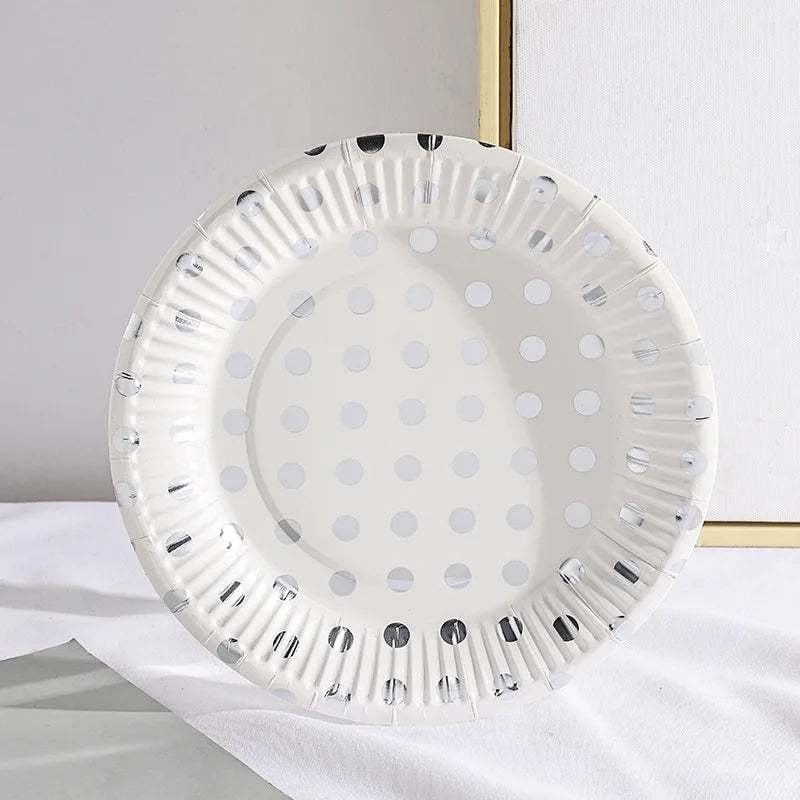 Pink Blue Stripe Dot Disposable Tableware Sets Paper Cups Plate Straws Fork Disposable Sets Wedding Birthday Party Decorations