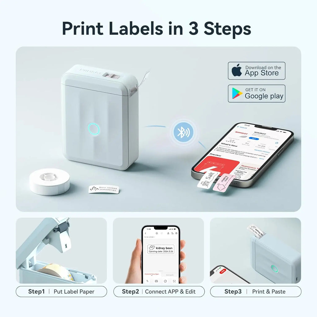 Niimbot D110 Label Printer Bluetooth Mini Adhesive Portable Smart Label Maker UV Without Ink For Office School Labeling Machine