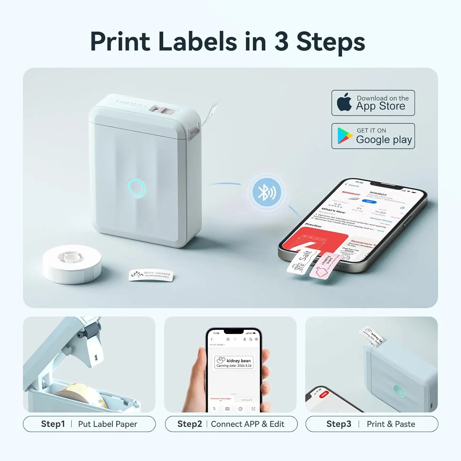 Niimbot D110 Label Printer Bluetooth Mini Adhesive Portable Smart Label Maker UV Without Ink For Office School Labeling Machine