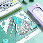 7 Pcs/set Mathematical Rulers Set Multi-function Professional Compass Ruler Drawing Tools School Supplies Students Stationery