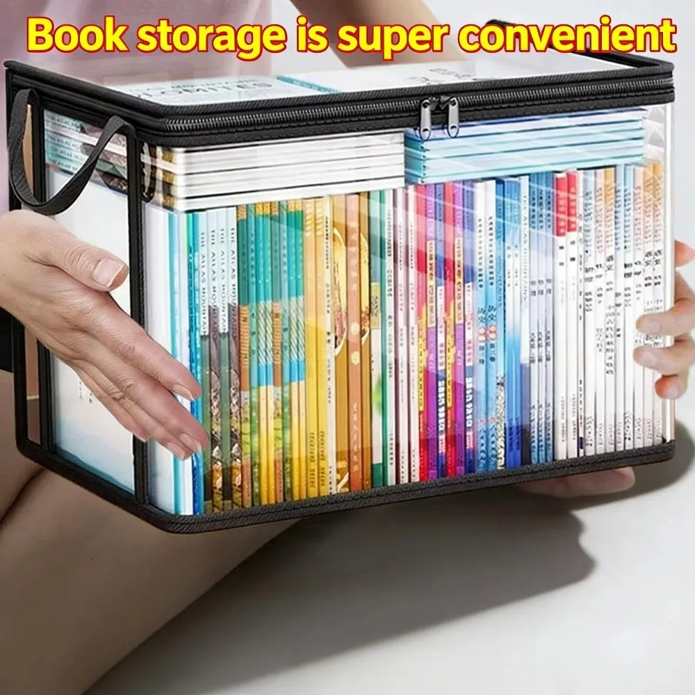 Large capacity foldable storage box student dormitory classroom book storage box transparent waterproof home book box.