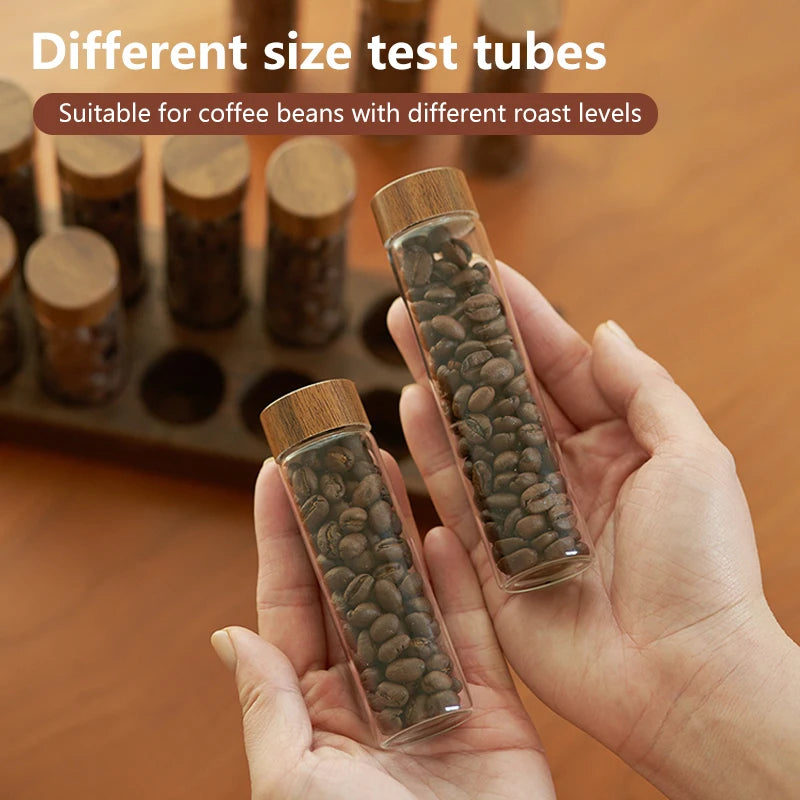 Coffee Beans Storage Container Tube Display Rack Tea Bottle Glass Single Dose Espresso Accessory Coffeware Set Barista Tool Gift