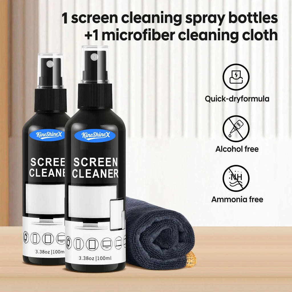Screen Cleaner Spray Kit with Microfiber Cloth Anti-Fingerprint Polish Coating for Phone Tablet Camera Screen Cleaning Protectio