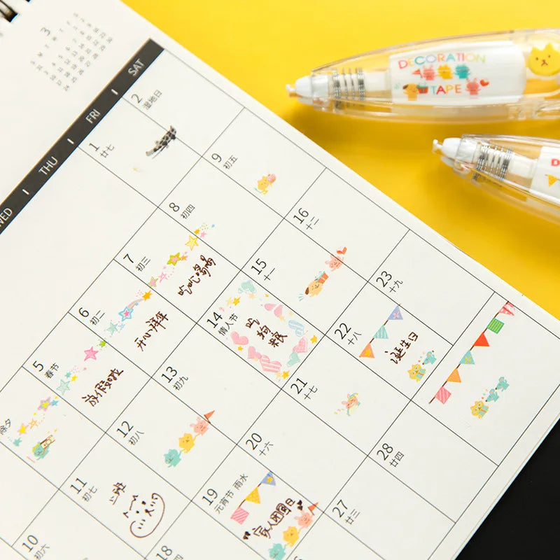 KawaiiDuck Panda Cherry Fish Balloon Strawberry Press Type Decorative Correction Tape Diary Stationery School Supply
