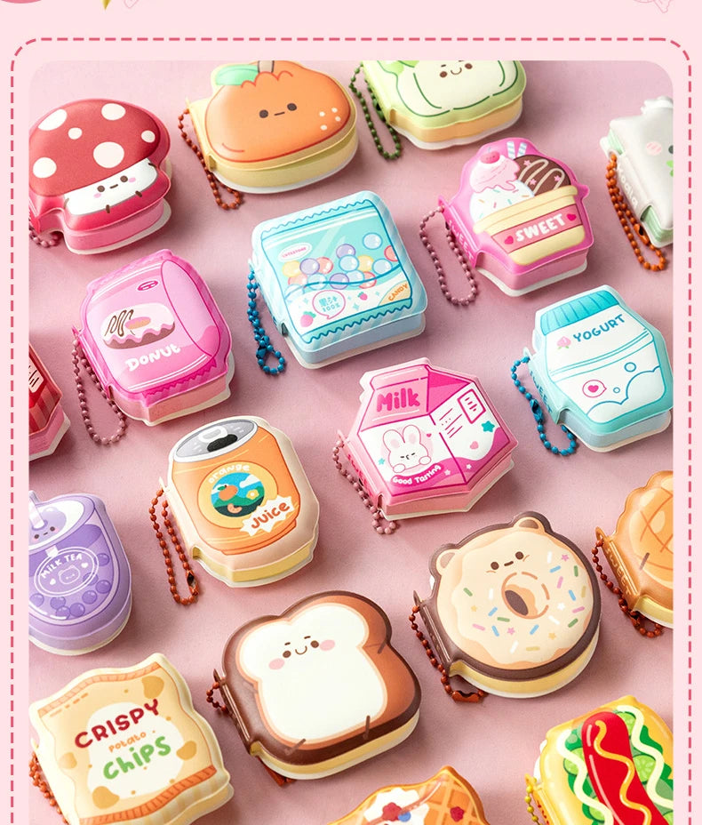 4 Pcs Mini Cute Cartoon Memo Pad Game Console Vegetable Bread Shape Sticky Note Portable Message Book Pendant Book