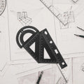 1Set Metal Math Drawing Set Includes Straight Ruler Triangle Plate Protractor for Students Architects Engineers Artists Portable