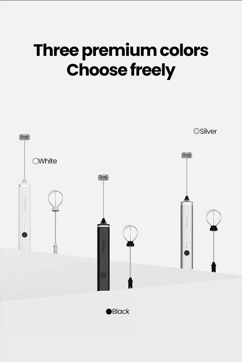MHW-3BOMBER Electric Milk Frother Dual Whisk Heads Handheld Foam Maker Type-c Rechargeable Coffee Latte Cappuccino Mixer