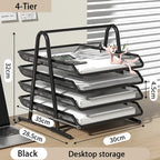 Sliding Paper Tray Organizer Metal Mesh Desktop File Storage Rack Document Letter Holder for Office Home School Classroom