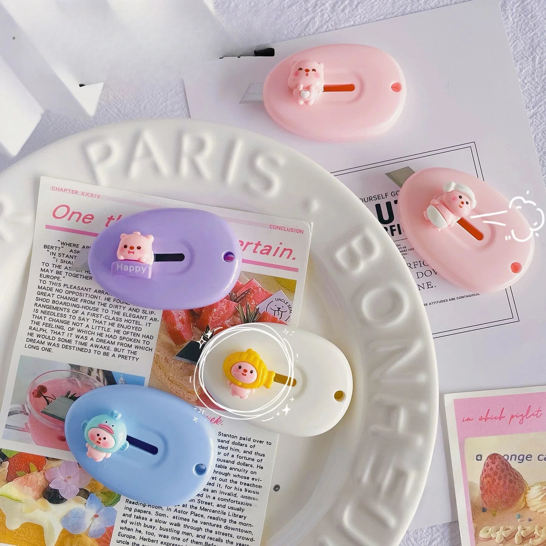 1pc Cartoon Mini Utility Knife Cutter Kawaii Letter Opener Sword Portable Open Box Student Hand Account Paper Knife Hand-made