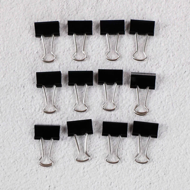 10-20pcs Paper Clip 19/25mm Foldback Metal Binder Clips Black Grip Clamps Office School Stationery Paper Document Clips