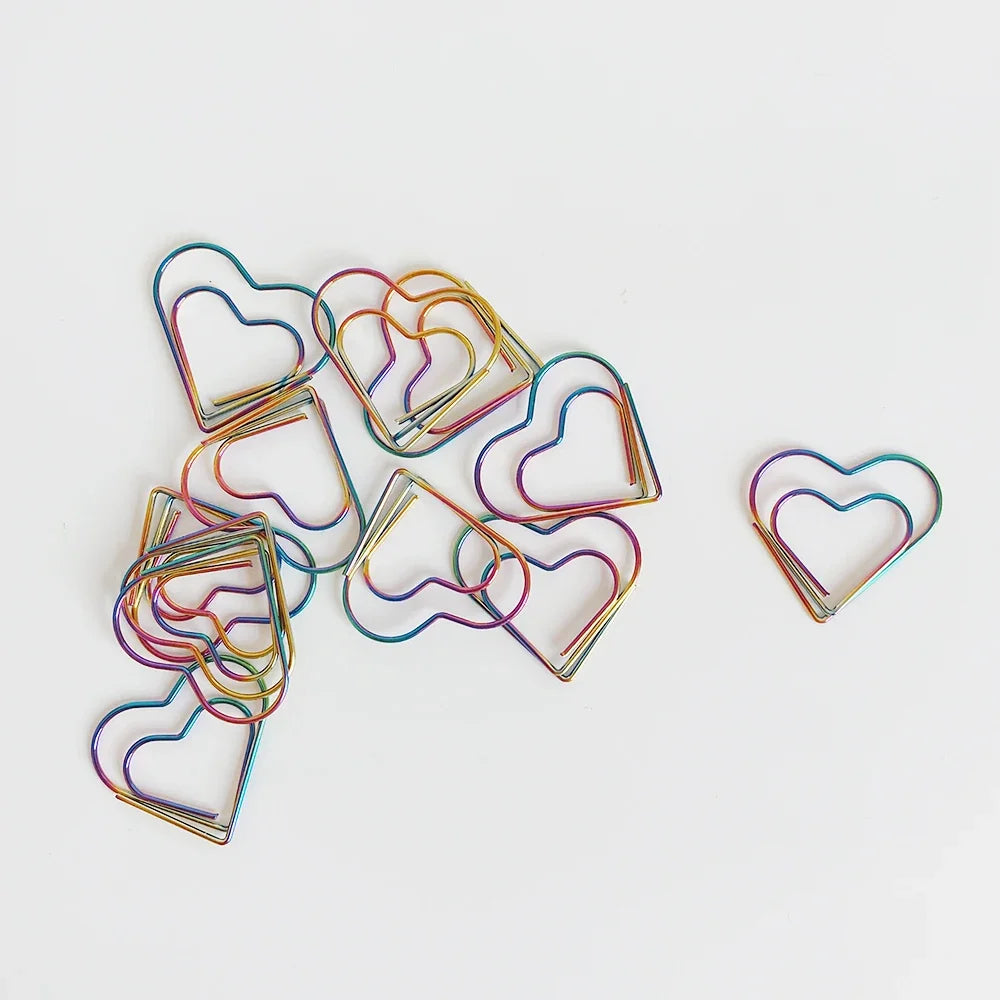 30/50pcs Heart Metal Paper Clips Binder Clip Mini Bookmark Book Binding Note Decor Stationery School Office Binding Supplies