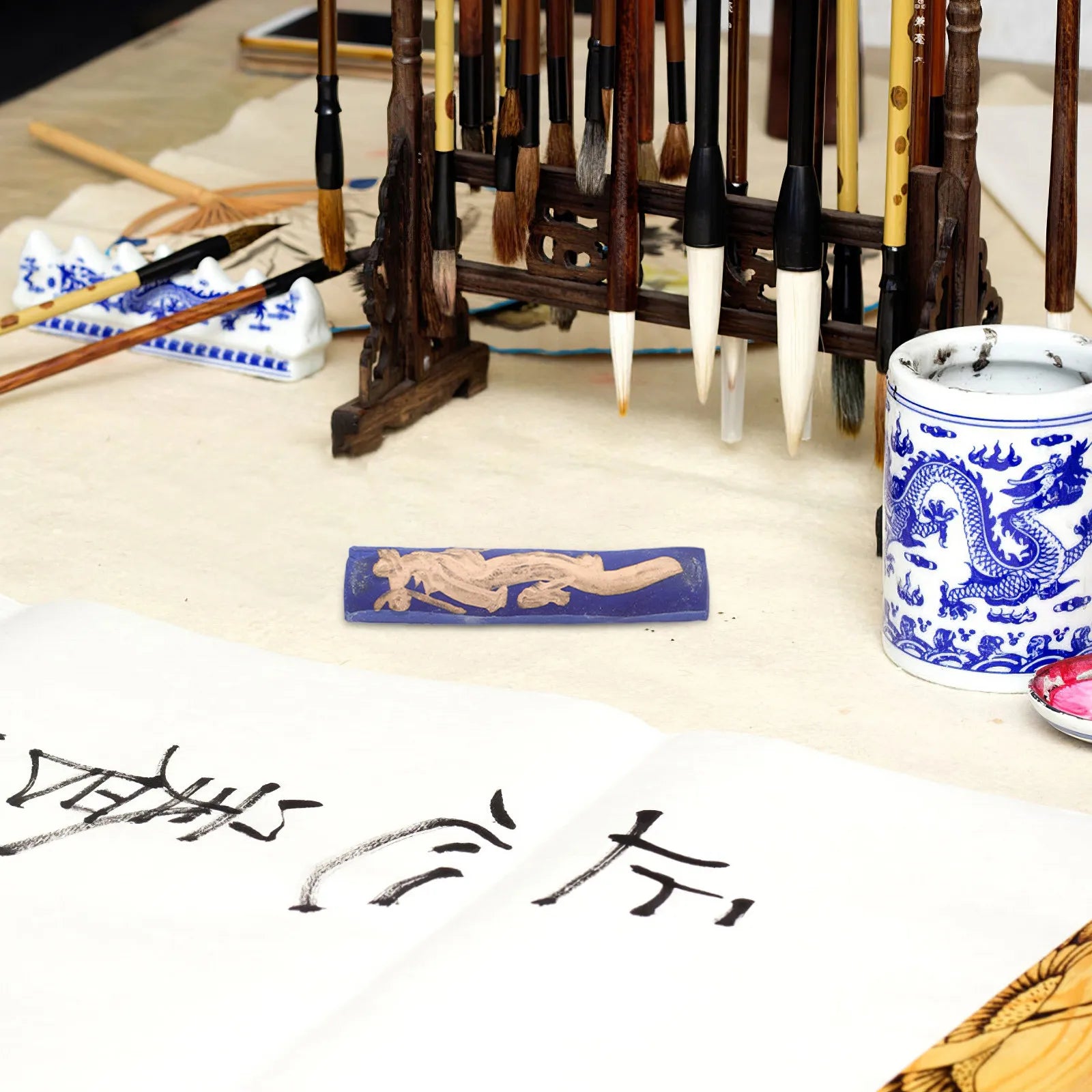 5Pcs Chinese Style Calligraphy Ink Sticks Traditional Pine Soot for Painting Drawing Writing Practice Black Sumi Ink Blocks