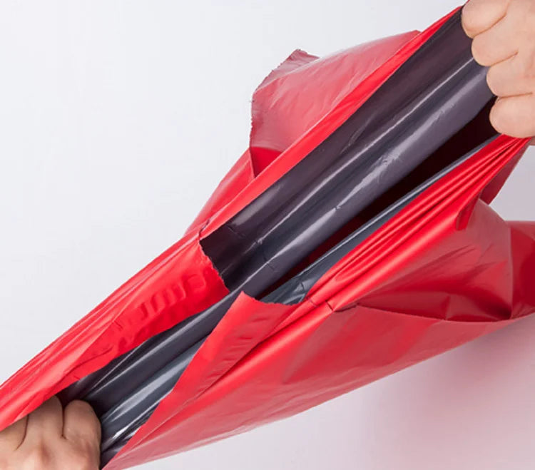 100PCS Red/Orange Poly Mailer Adhesive Envelope Bag DIY Logo Print T-shirt Gloves Gift Shoes Box Express Gift Packaging Pouches