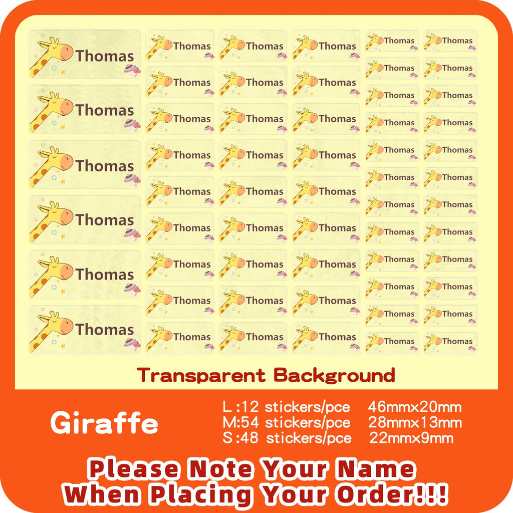 Custom Transparent Self-adhesive Baby Name Sticker Customised Kindergarten Tag in Hebrew Personalized Waterproof Stickers Label