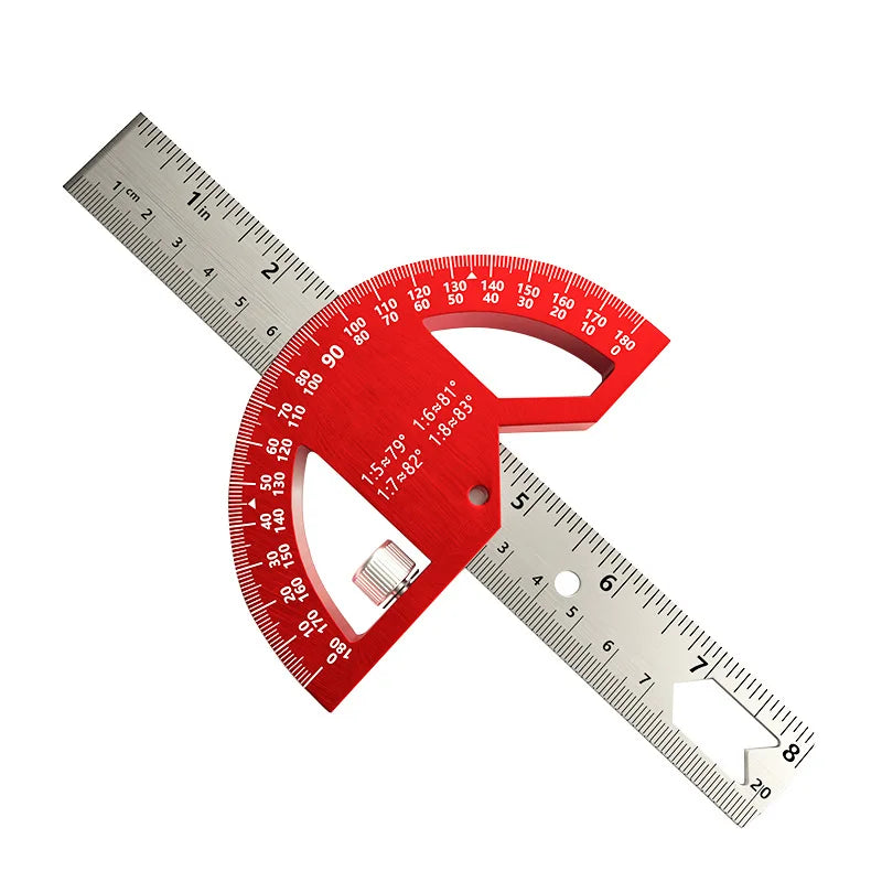 8/12Inch 180° Protractor Aluminum Alloy / Plastic Angle Finder Angle Ruler Woodworking Tools Measuring Ruler Meter Goniometer