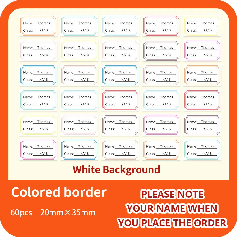 Custom Transparent Self-adhesive Baby Name Sticker Customised Kindergarten Tag in Hebrew Personalized Waterproof Stickers Label