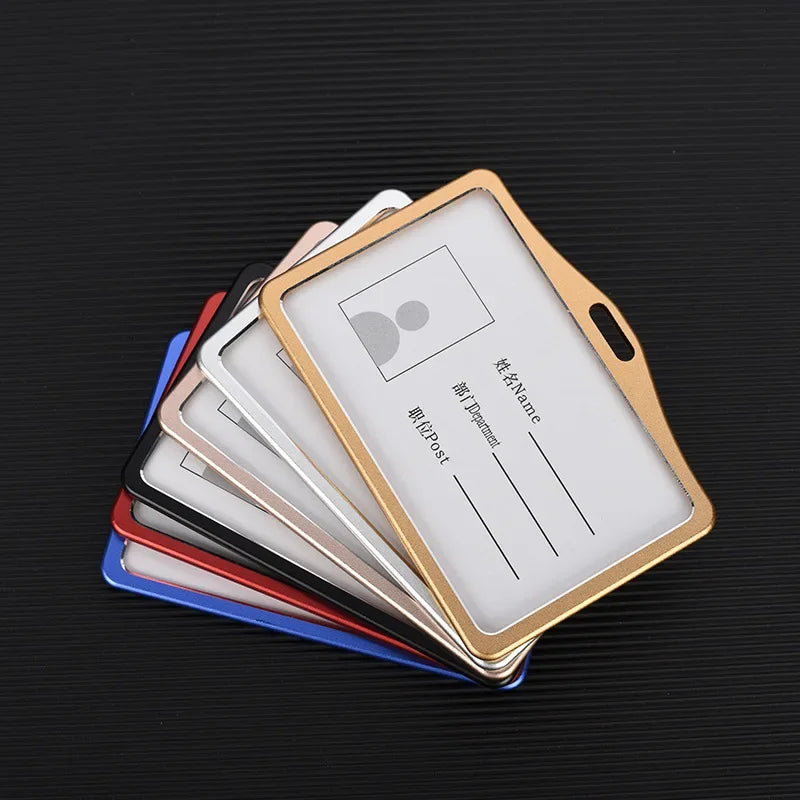 Fashion Card Cover Women Lanyard Aluminum Alloy Work ID Card Holder Business Work Card ID Badge Holder Metal Bags Case