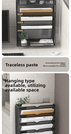 5 Pocket Mesh Hanging Wall File Organizer, Wall Mounted Mail Paper Document Folder Holder,Magazine Rack for Office Home School.