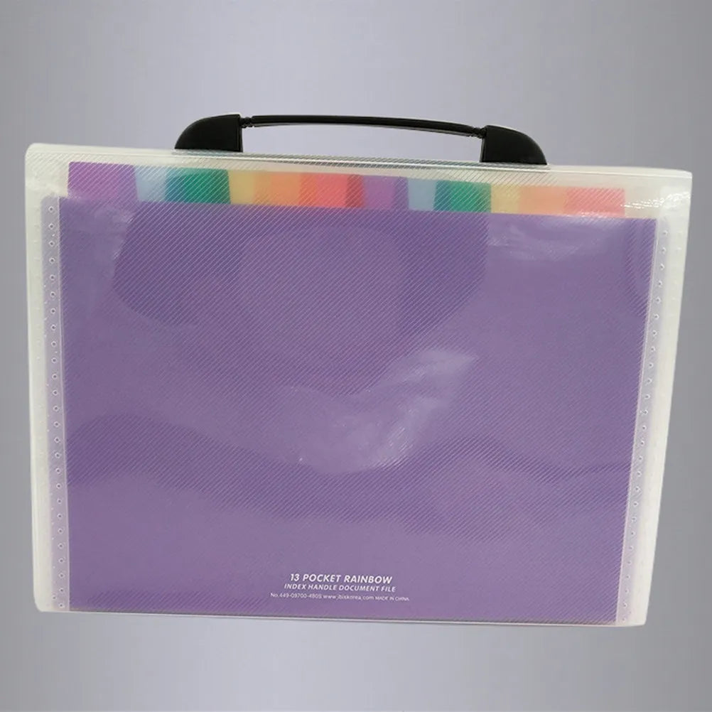 13 Pockets Expanding Folder Handle Colorful Waterproof Plastic Accordion File Document Organizer Expanding File