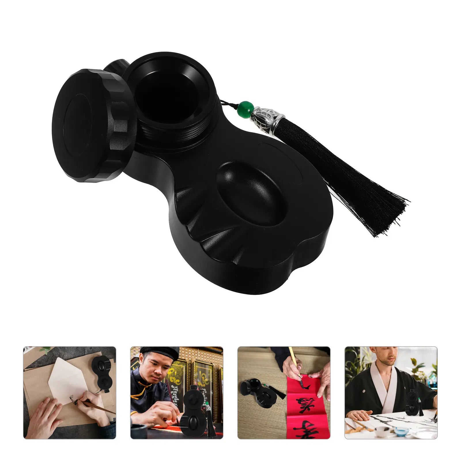 Portable Covered Inkstone Sealed Ink Tray Ink Dish Brush Rest Holder Beginner Student Calligraphy Practice Chinese Inkstone
