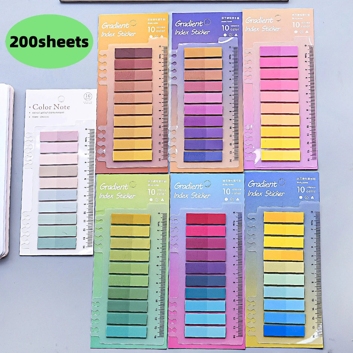 200 Sheets 6Series Color Sticky Notes  Self-Adhesives Memo Pad Bookmark Marker Memo Sticker Paper Office School Supplies