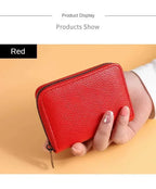 Multi Slot Card Holder Vintage Small Wallet Women Men Business Bank Credit Card Bag Male Coin Pouch Solid Leather Zipper Wallet
